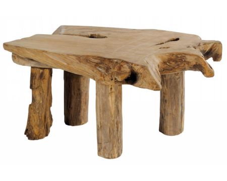 Table basse teck massif brut "Farmer"