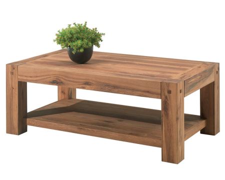 Table basse double plateau en chêne massif huilé "Lodge Casita" 120cm