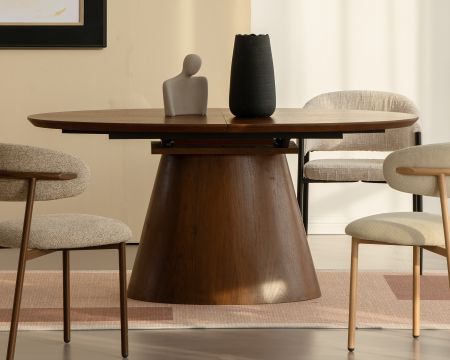 Table de repas extensible 160–200 cm teinte noyer "Oria" forme ovale