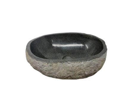 Belle vasque à poser en pierre de rivière naturelle grise "Stone"