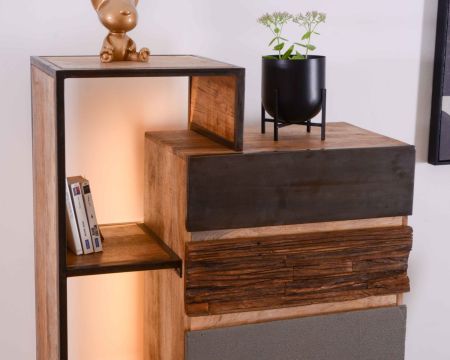 Meuble de rangement contemporain 1 porte 2 tiroirs 3 étagères "Mezzo"