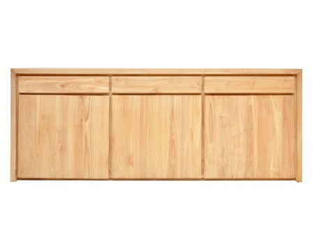 Buffet bas contemporain en teck massif "Groove"