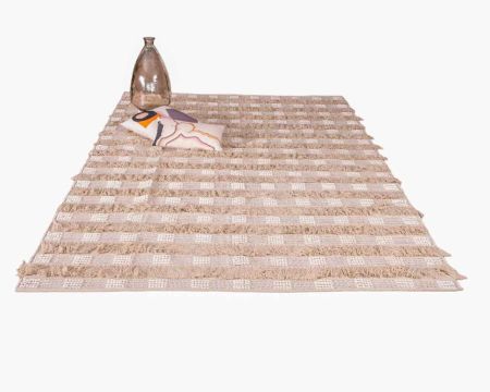 Tapis multi textures beige tissé main "Matis" format 200x300cm