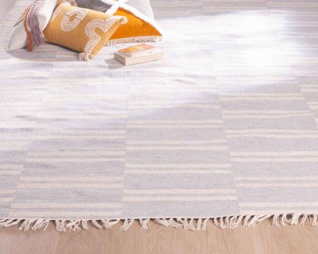 Grand tapis bicolore frangé en polyester 200 x 300 cm "Ethnic"