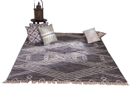 Tapis en laine et coton noir motif ethnique "Foreign" 120 x 180 cm