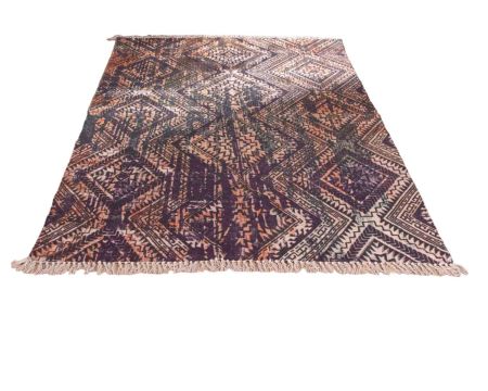 Grand tapis en coton imprimé esprit aztèque 180x270cm "Cocoon"