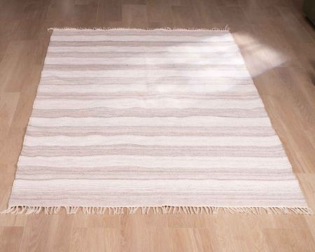 Grand tapis avec franges rayé coloris clairs "Chart" format 300x200cm