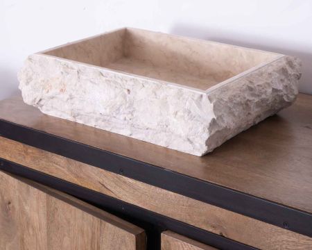 Vasque rectangulaire en marbre naturel beige "Stone" intérieur poli