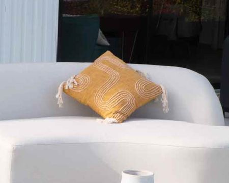 Coussin en tissu coton flammé "Ethnic" 45 x 45 cm beige et jaune