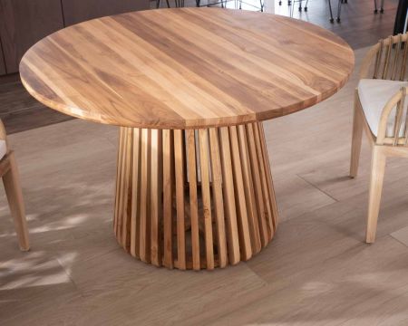 Table ronde en teck pied central 120 cm " Dutipi"