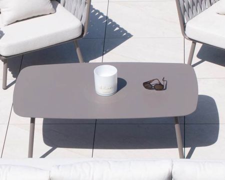 Grande table basse design rectangle en aluminium gris "Chinon"