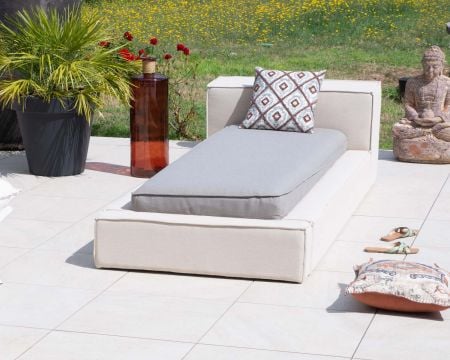 Bain de soleil esprit futon gris clair et lin "Saint Tropez"