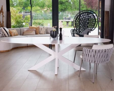 Table de jardin TIMOR en teck et aluminium anthracite 8 places L260