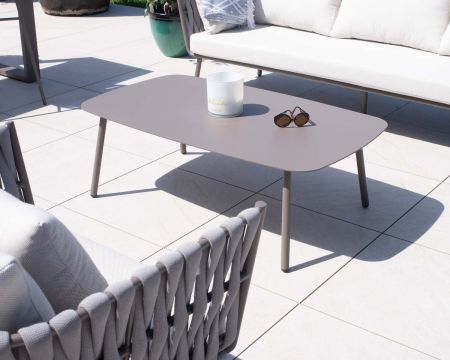 Grande table basse design rectangle en aluminium gris "Chinon"