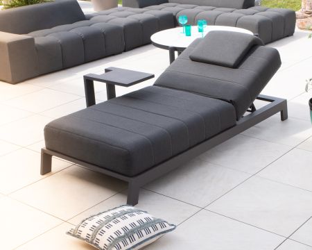 Chaise longue confort gris foncé et structure anthracite "Terrasse"