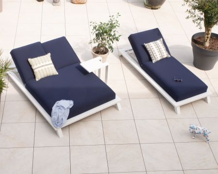 Transat haut de gamme bleu et blanc "Nusa Pedina" tissu Sunbrella