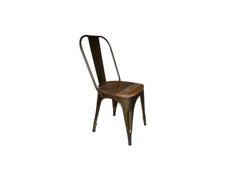 Chaise industrielle design en métal et bois "Usine gray"