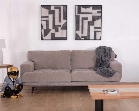 Canapé 2 3 places en tissu gris beige "Nogales" Casita 210cm