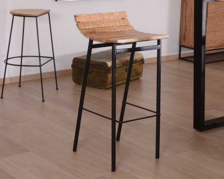 Tabouret de bar design métal et bois massif "Caractère"