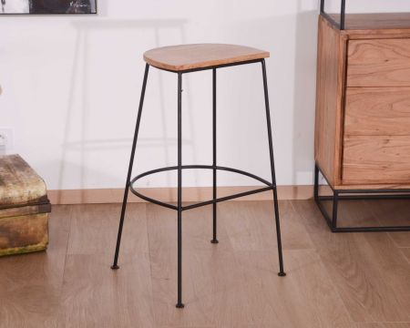 Tabouret de bar métal et bois "Caractère"