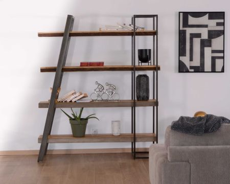 Alter - Bureau avec bibliothèque haute moderne, Console avec étagères de  rangement, Table d'étude pour chambre, 160x40xh135 cm, Couleur Blanc -  Bureaux - Rue du Commerce