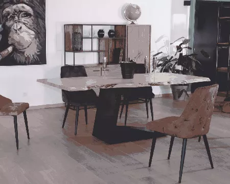 Table contemporaine acacia naturel et métal noir "Ruben" 200 cm