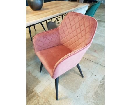 Chaise de repas avec accoudoirs rose et noire "Sando"