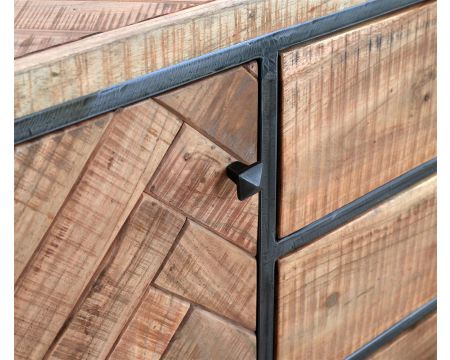 Bahut massif métal et bois 175 cm "Bronx"