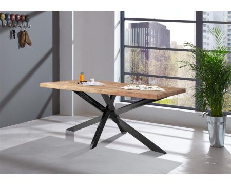 Table pied métal plateau bois 180 cm "Bronx"