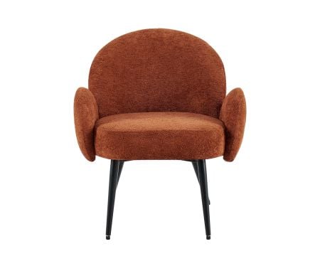 Fauteuil esprit rétro avec accoudoirs en tissu cuivré duveteux "Luno"