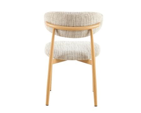 Lot de 2 chaises de repas esprit rétro en tissu beige tramé marron "Arpège" pieds métal aspect bois clair