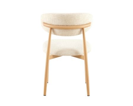 Lot de 2 chaises de repas scandinaves en tissu tramé blanc cassé "Arpège" pieds métal aspect bois clair