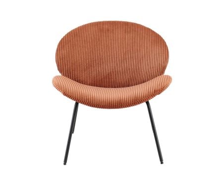 Fauteuil lounge design en velours côtelé rouille "Sonate"
