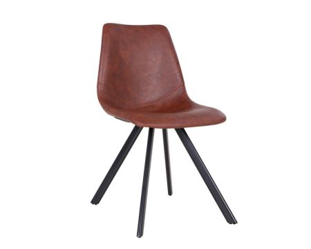 Lot de 2 chaises style rétro imitation cuir marron "Loin"