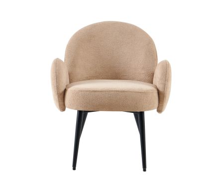 Fauteuil esprit scandinave en tissu duveteux beige "Luno"