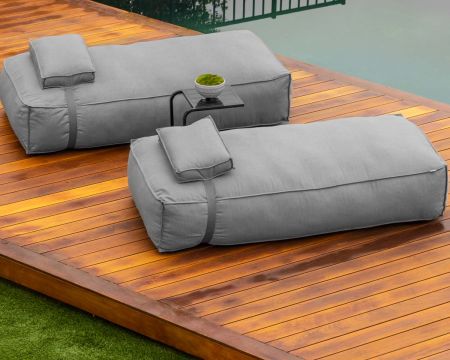 Matelas bain de soleil minimaliste et moelleux tissu gris "Escale"