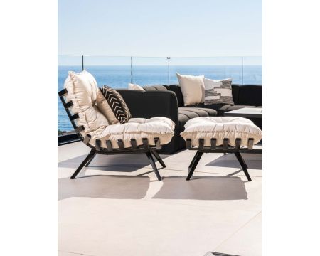 Chaise longue haut de gamme modulaire structure aluminium noire "Lisca"