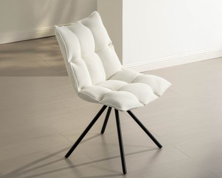 Lot de 2 chaises pivotantes 360° "Cassidy" design et matelassées en tissu blanc cassé