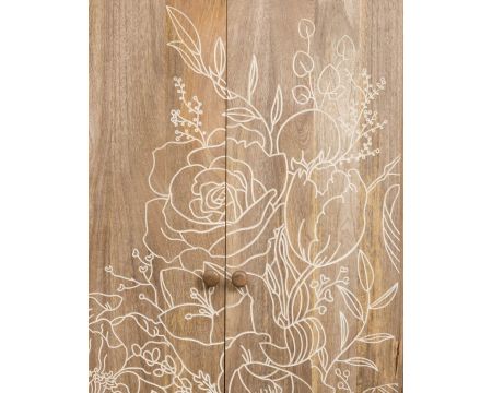 Armoire d'entrée manguier imprimé Fleurs "Pop Vintage"