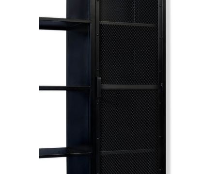 Armoire industrielle noire en métal 1 porte 4 étagères "Atelier" H.180