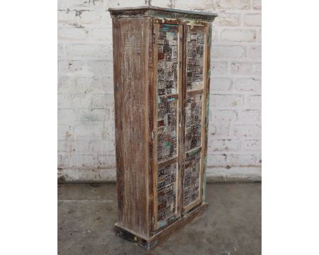 Grande armoire indienne 2 portes en bois massif sculpté "Utopia"