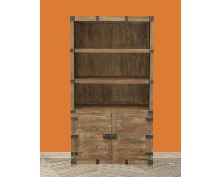 Armoire ouverte style vintage avec 2 portes en bois et métal "Voyage"