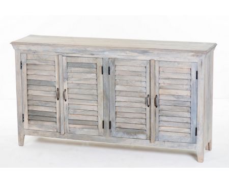 Bahut 4 portes blanchi style persienne "Valencia"