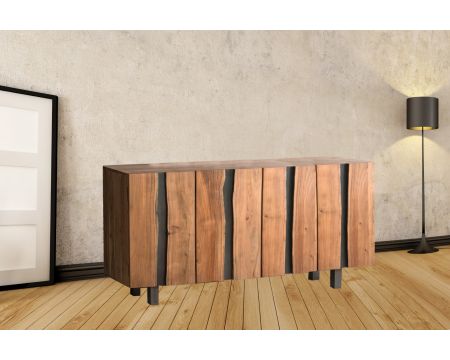 Buffet bas design en bois d’acacia massif naturel "Zen"