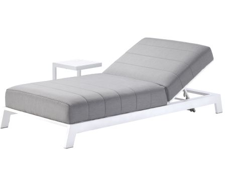 Transat matelassé en aluminium blanc et tissu gris qualité supérieure "Terrasse"