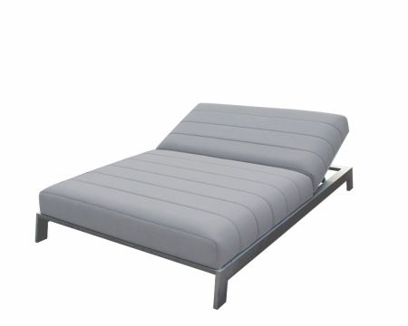 Bain de soleil double moderne et confortable gris clair et noir "Terrasse"