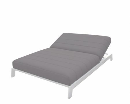 Transat confortable 2 places taupe et blanc tissu Sunbrella "Terrasse"