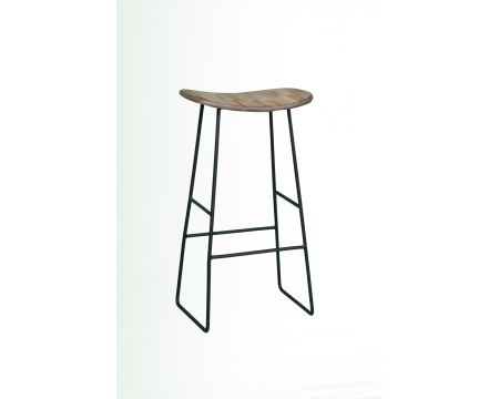 Tabouret métal noir bois massif Meuble House  "Bendigo"