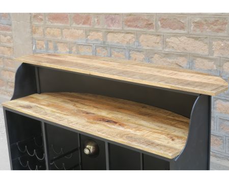 Bar combi métal et bois 160cm industriel blanc et bleu "Nola"