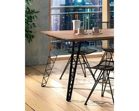 Table de repas en teck et pieds design industriel "Fairley"